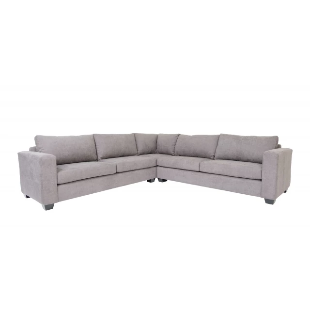 Gray polyester blend L-shaped sectional couch with symmetrical design and comfort