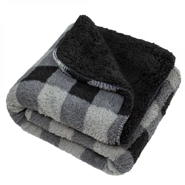 Black printed sherpa throw blanket with woolen comfort and pattern design for cozy linens