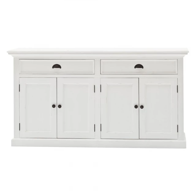 Modern farmhouse white buffet server with cabinetry drawers dresser handles and cupboard