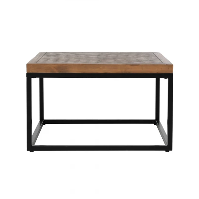 wood iron square distressed coffee table with hardwood and wood stain finish