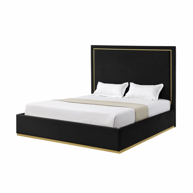 solid wood king upholstered velvet bed in a bedroom setting