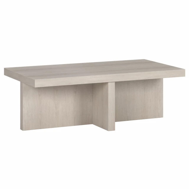 Alder white coffee table with wood stain finish suitable for indoor use