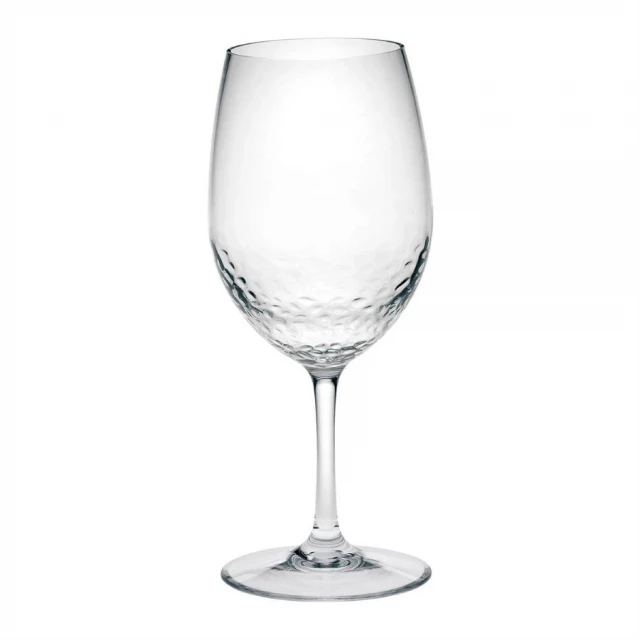 Tritan plastic stemmed multi-purpose wine glass with tableware and barware elements