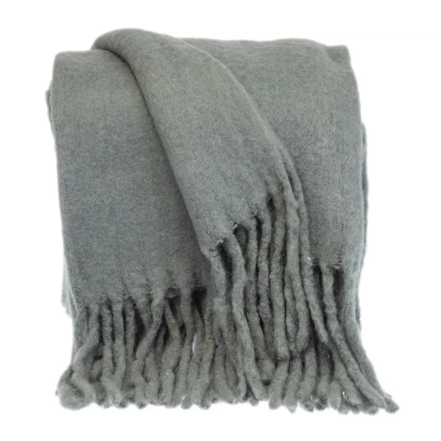 Gray soft solid handloomed throw blanket made of wool for comfort and warmth