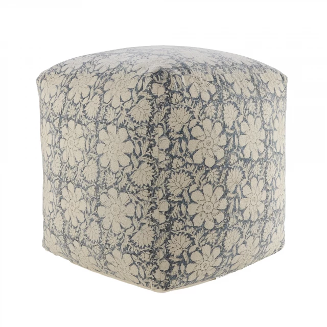 Beige cotton ottoman with patterned design in an online shop product image