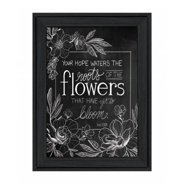 Bloom black framed print wall art with branch twig pattern and grass elements