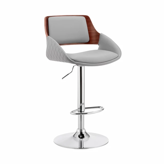 Low back adjustable height bar chair with armrests in plastic and glass