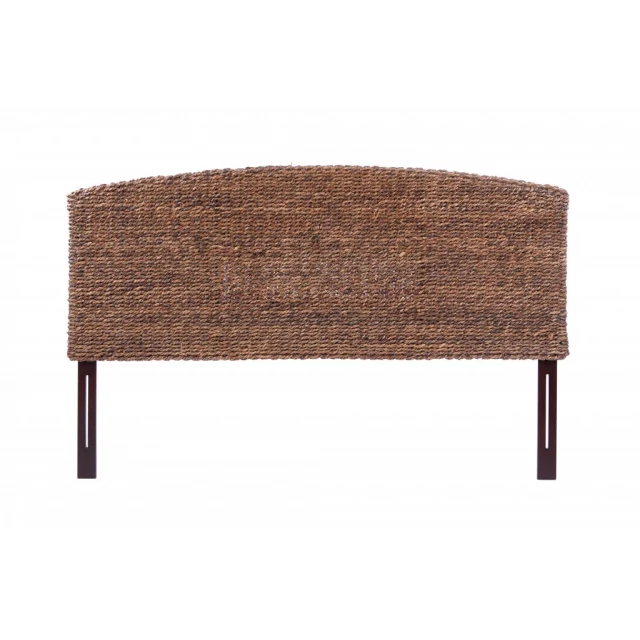 woven banana leaf curved king headboard in natural color