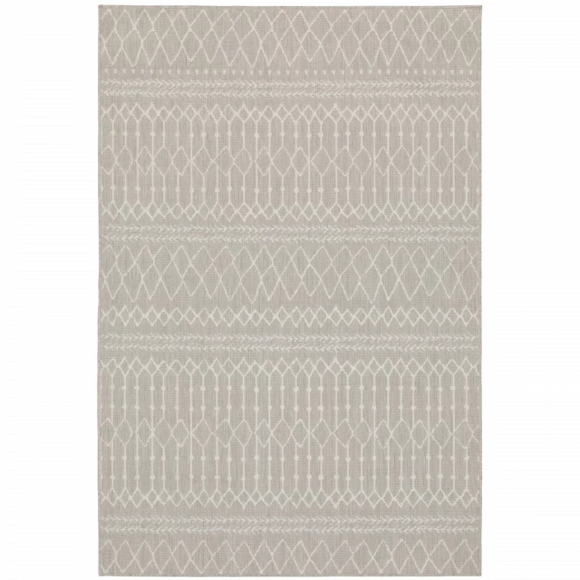 gray ivory indoor outdoor area rug with brown beige and grey pattern