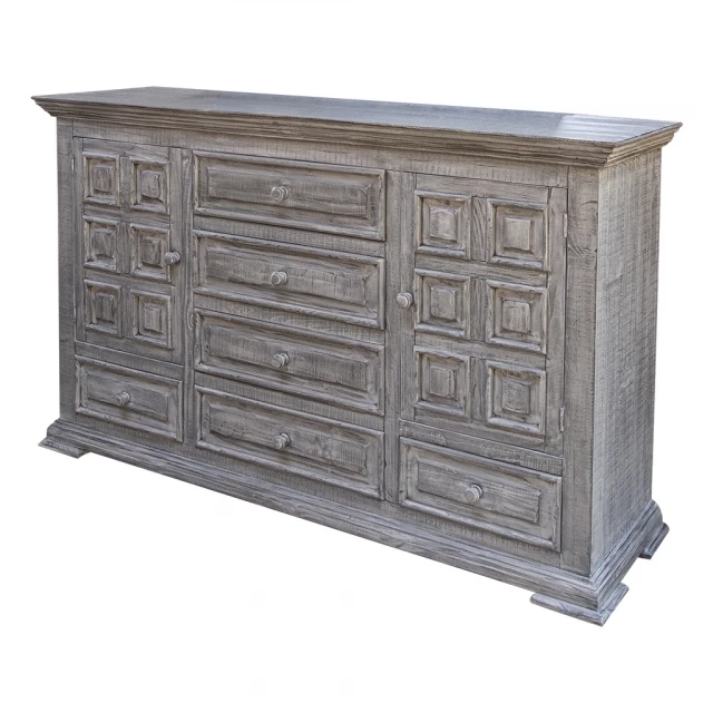 Solid wood six drawer triple dresser in elegant design