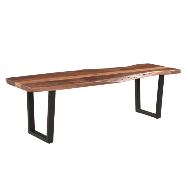 Brown black solid wood dining bench with rectangle hardwood table outdoor furniture