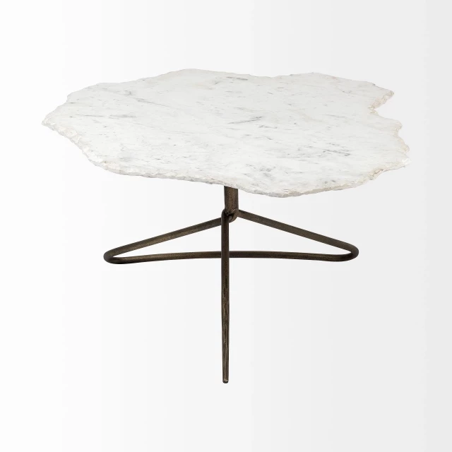 Genuine marble iron form coffee table with artistic balance and light fixture illustration