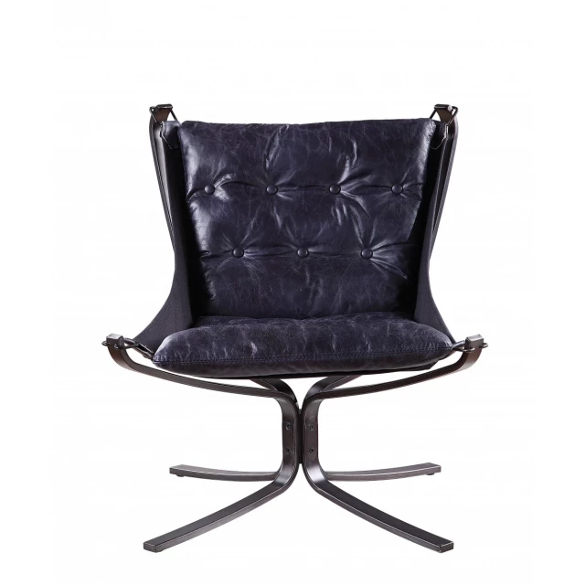 Grain leather steel solid lounge chair with metal frame and comfortable club chair design in furniture setting