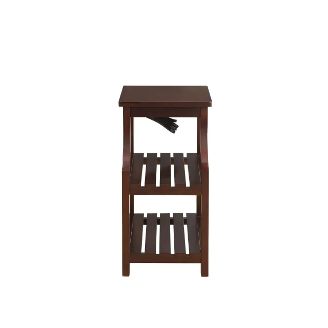 Espresso Wooden Usb Port Storage End Table Espresso Wooden Usb Port Storage End Table
