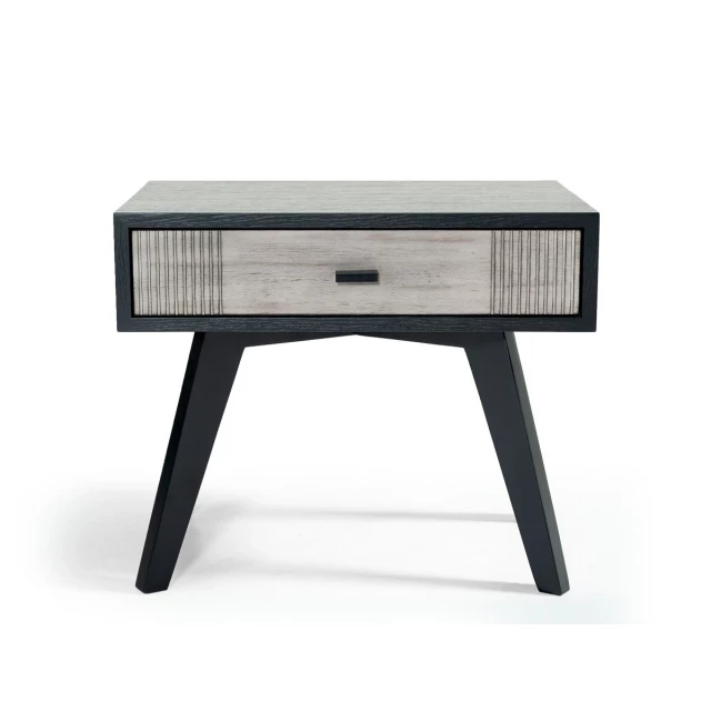 Gray contemporary wooden nightstand with single drawer for bedroom furniture