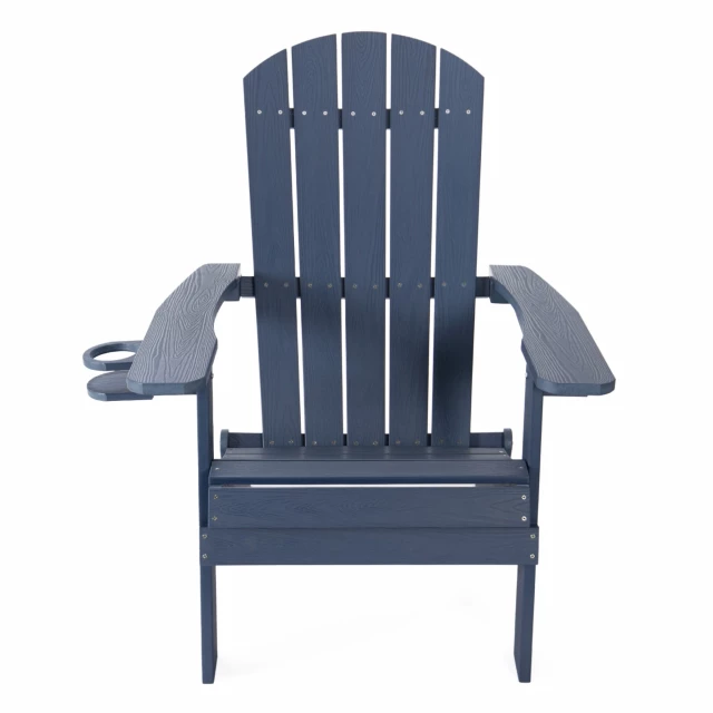 Blue heavy duty plastic Adirondack chair for outdoor patio seating