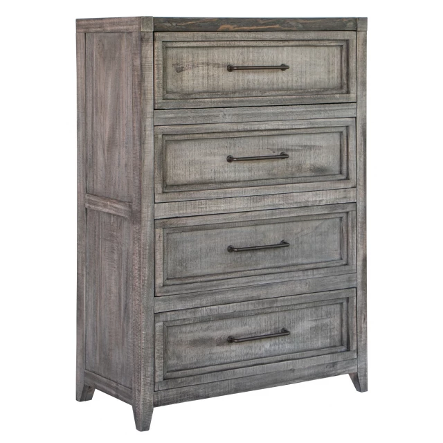Brown solid wood four drawer chest furniture product