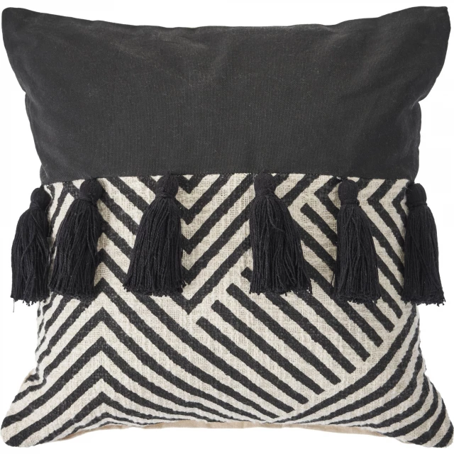Black and white chevron pattern cotton pillow with zipper
