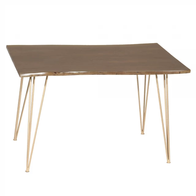 Gold solid wood iron dining table with rectangle shade and outdoor furniture features