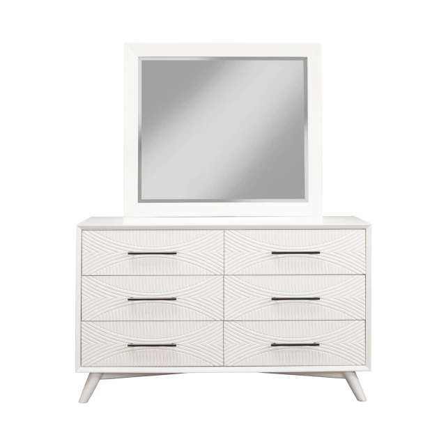 Solid wood six-drawer double dresser in natural finish