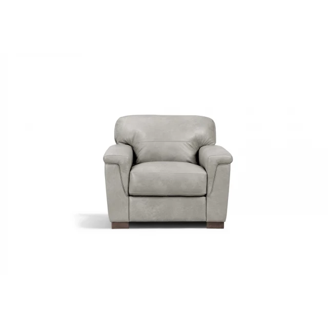 Gray brown genuine leather arm chair with armrests for comfortable seating in club style design
