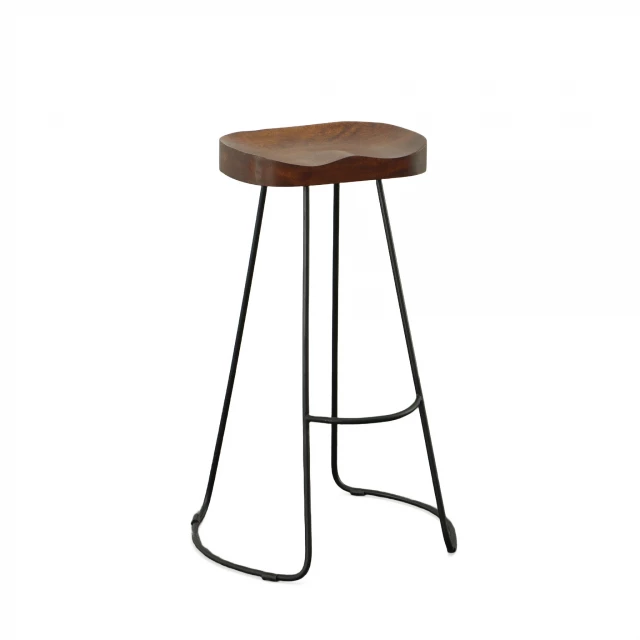 Steel backless bar height chairs with wood and outdoor furniture elements