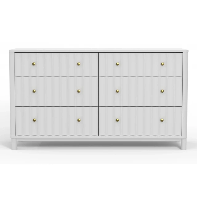 Solid wood six drawer double dresser in natural finish