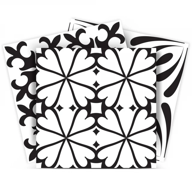 white mash peel stick removable tiles with creative arts pattern and symmetrical design