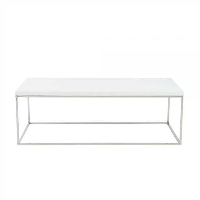 White chrome high gloss coffee table with modern rectangle design