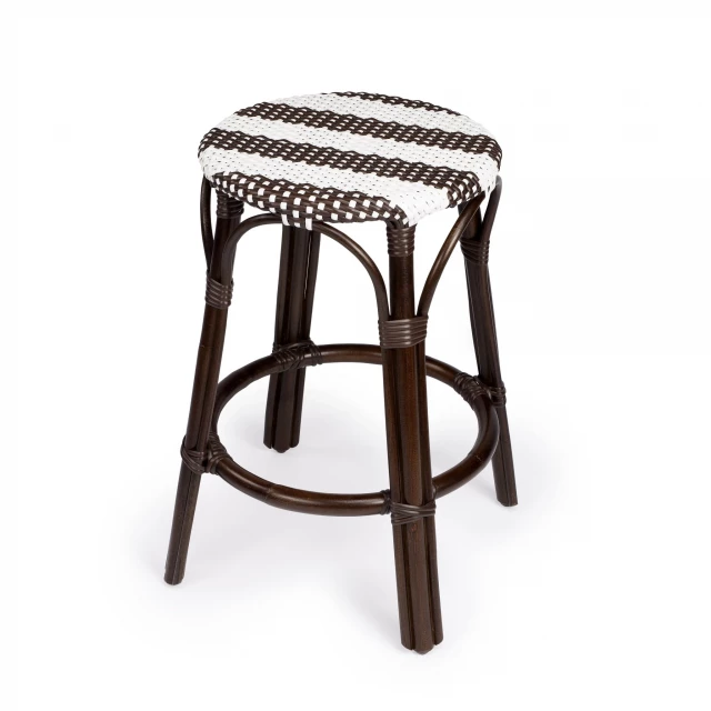 Rattan backless counter height bar chair with wood stool and comfortable outdoor furniture design