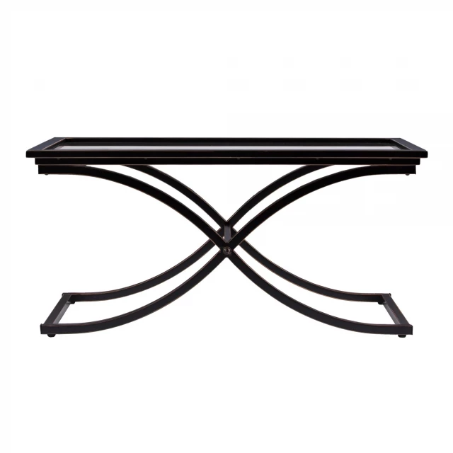 Black glass metal rectangular coffee table in modern design
