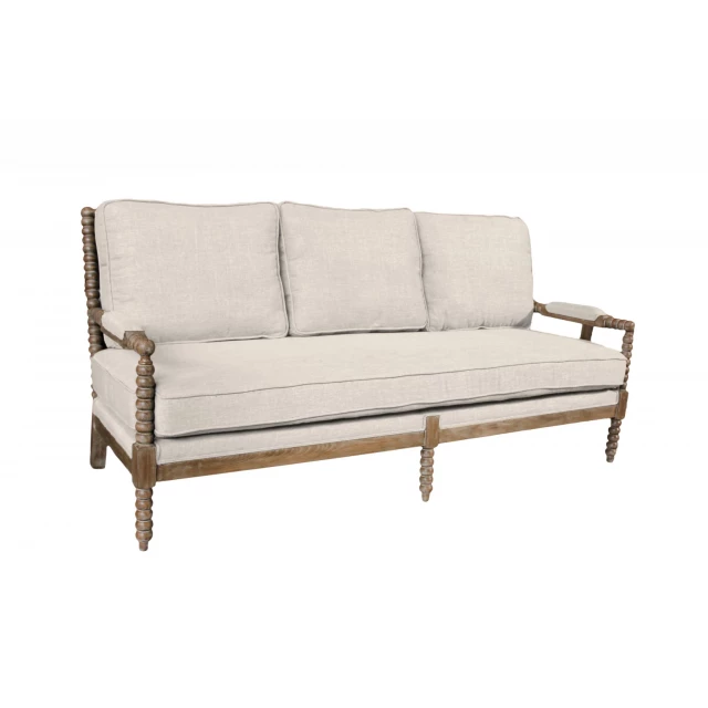 Ivory linen blend brown sofa with comfortable wood frame and outdoor furniture design