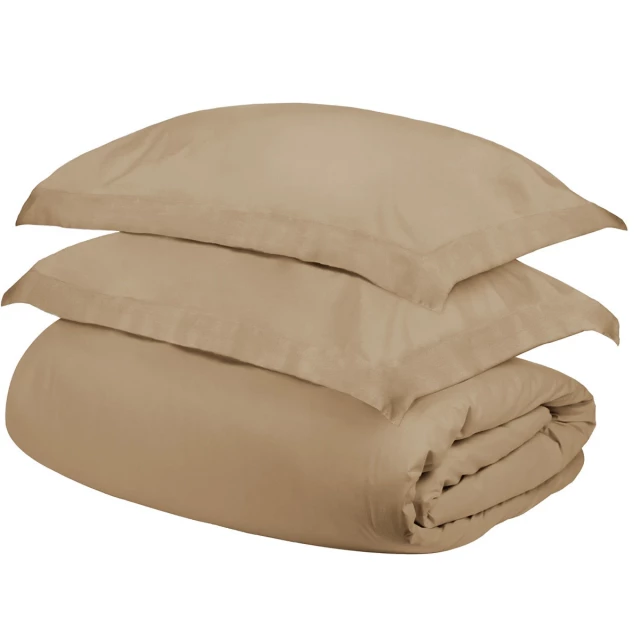 Beige blend thread count washable duvet cover with a comfortable and soft texture