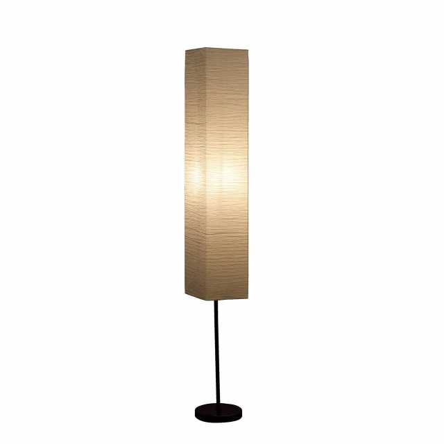 lamp off white rectangular paper shade with wooden base and metal accents