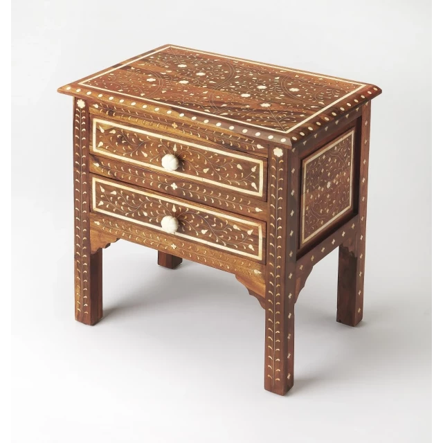 Wood frame standard accent chest with drawers in varnished wood finish