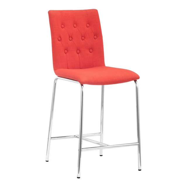 Low back counter height bar chairs in red composite material with comfort design