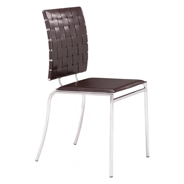 Steel modern basket weave dining chairs with metal and composite materials in outdoor setting