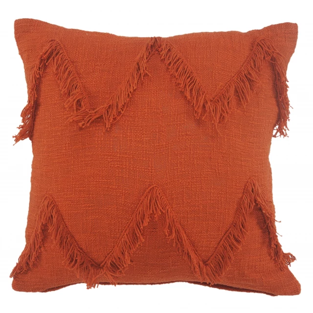 cinnamon orange cotton zippered pillow with brown rectangle pattern and throw pillow design