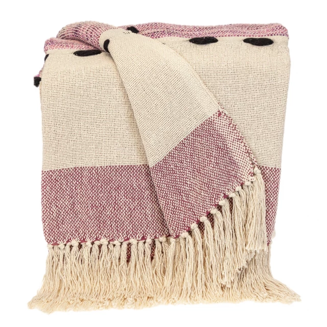 Variegated purple transitional throw with a creative arts pattern in wool material