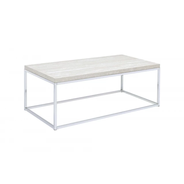 Rectangular coffee table made of manufactured wood and metal with glass elements