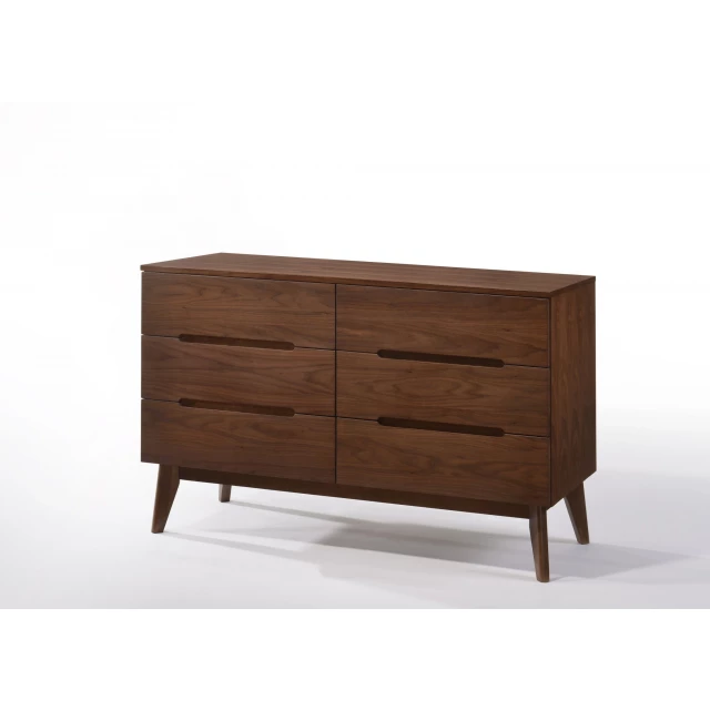 Solid wood six drawer double dresser in natural finish