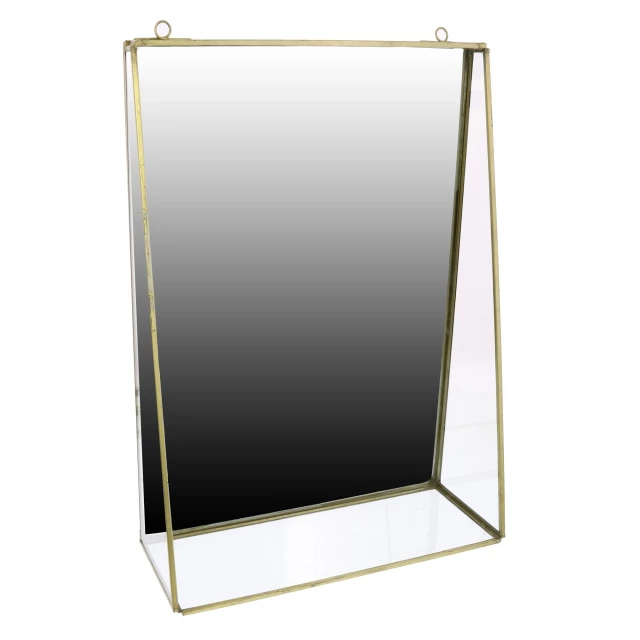 Jumbo gold metal vanity mirror shelf with rectangular shape