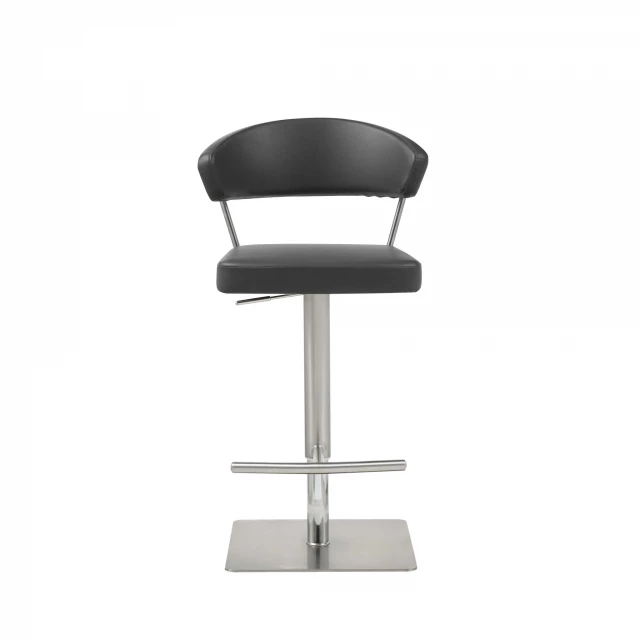 Black silver stainless steel bar chair with wood and plastic elements