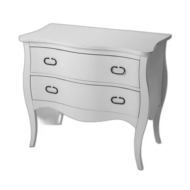 white solid wood drawer chest on white background