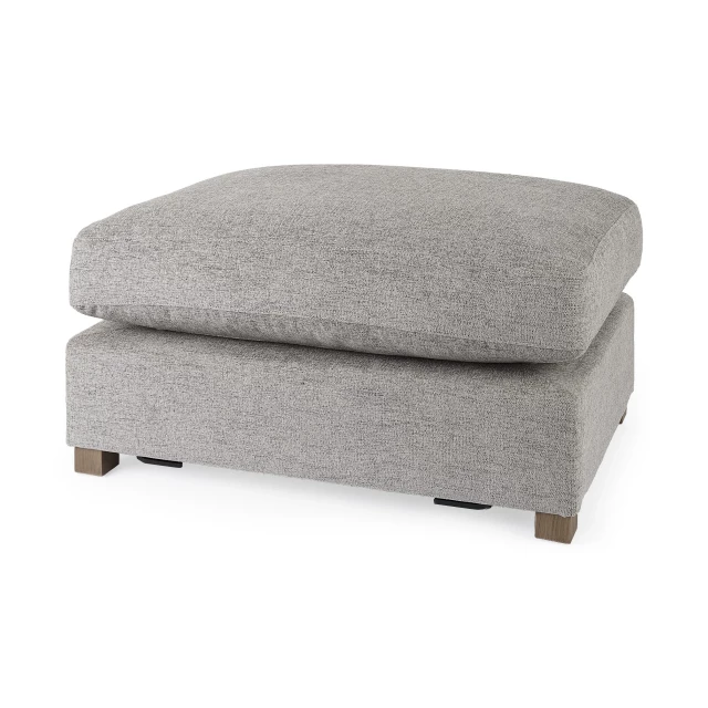 Gray polyester brown cocktail ottoman with wood and leather details