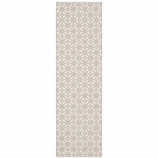 power loom stain resistant runner rug with beige pattern and rectangle shape
