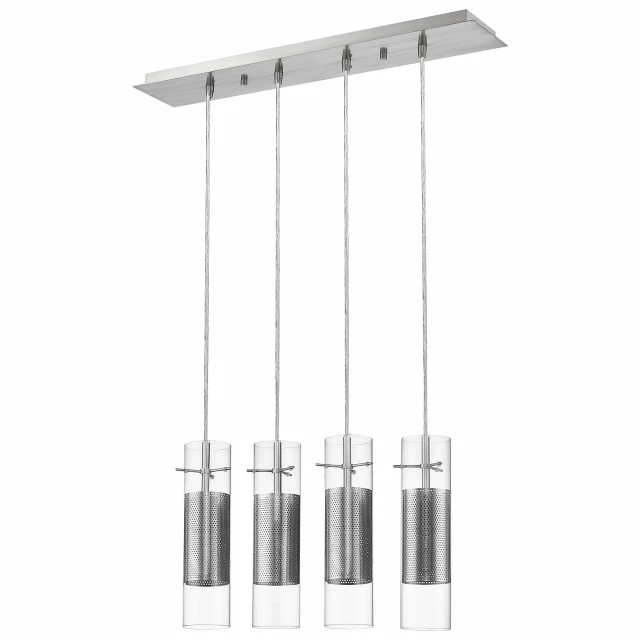 nickel pendant double glass mesh shades with rectangle design