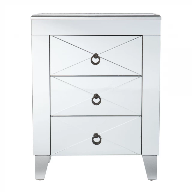 Iron rectangular mirrored end table with drawers for modern home decor