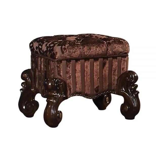 Cherry oak fabric vanity stool with elegant rectangle design for home furniture decor