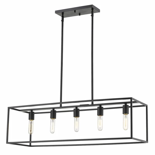 cobar light matte black island pendant with parallel rectangle design